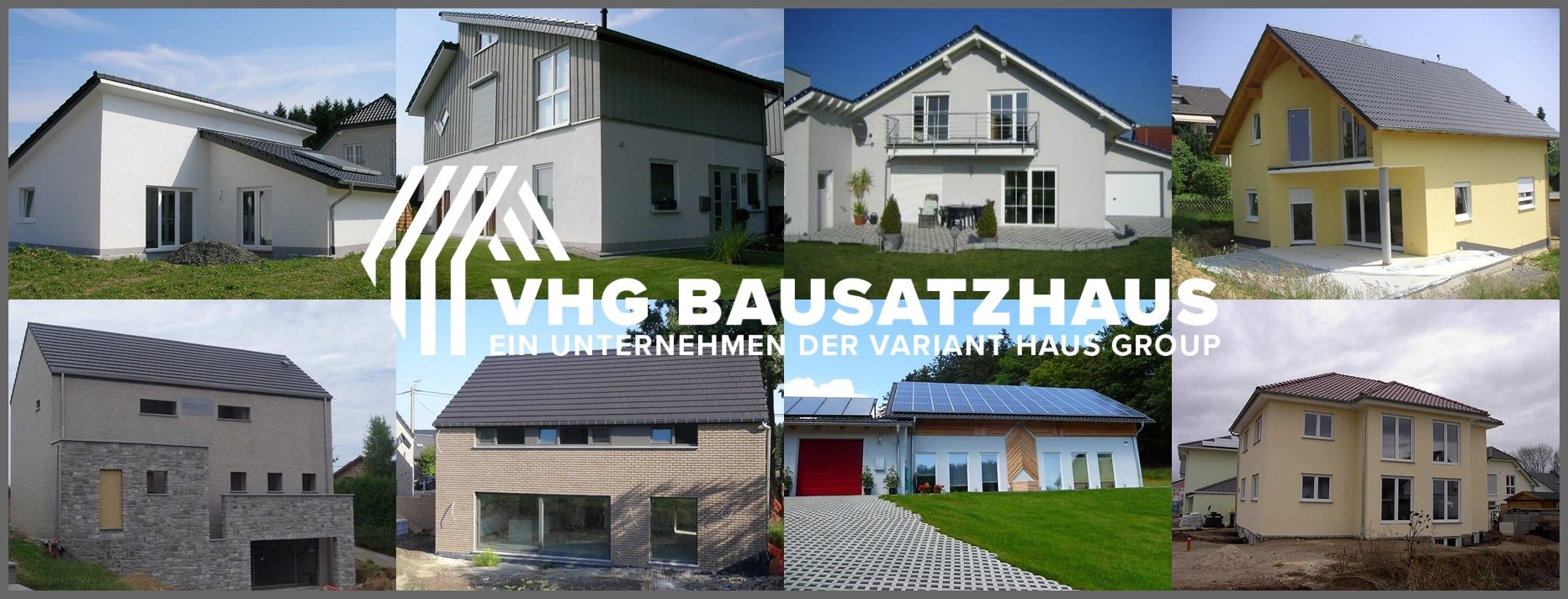 Verschiedene moderne Wohnhäuser in unterschiedlichen Baustilen.