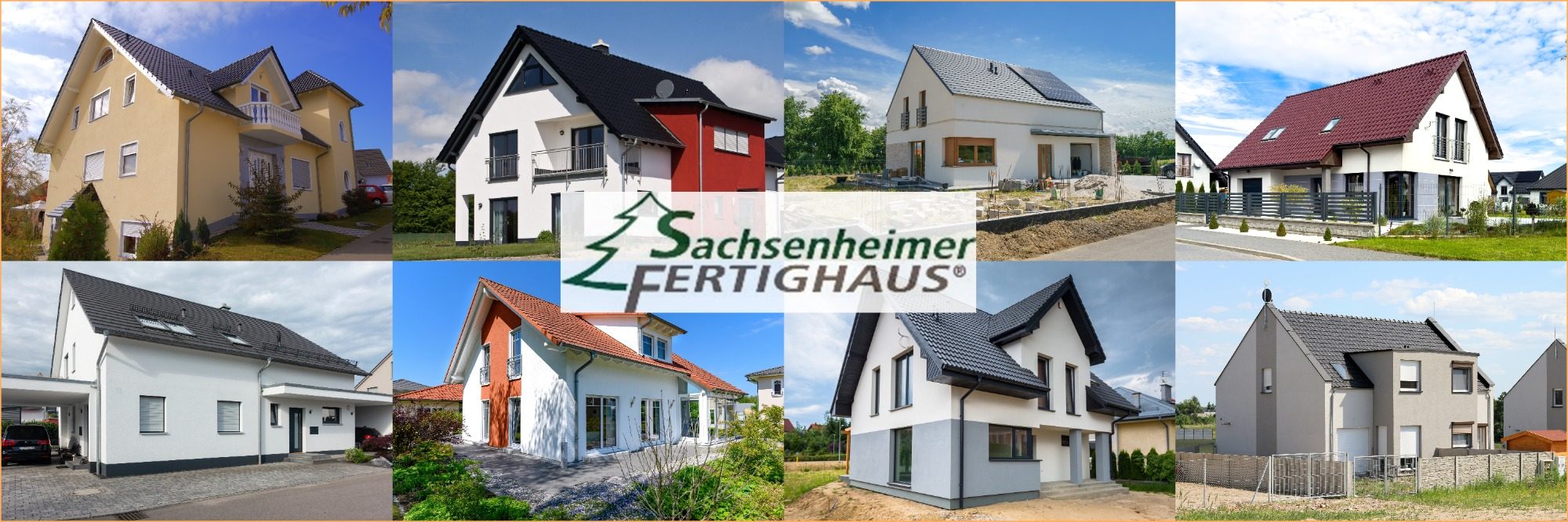 Moderner Wohnbau mit Holz- und Glasfassade, umgeben von Bäumen und einem gepflegten Garten.