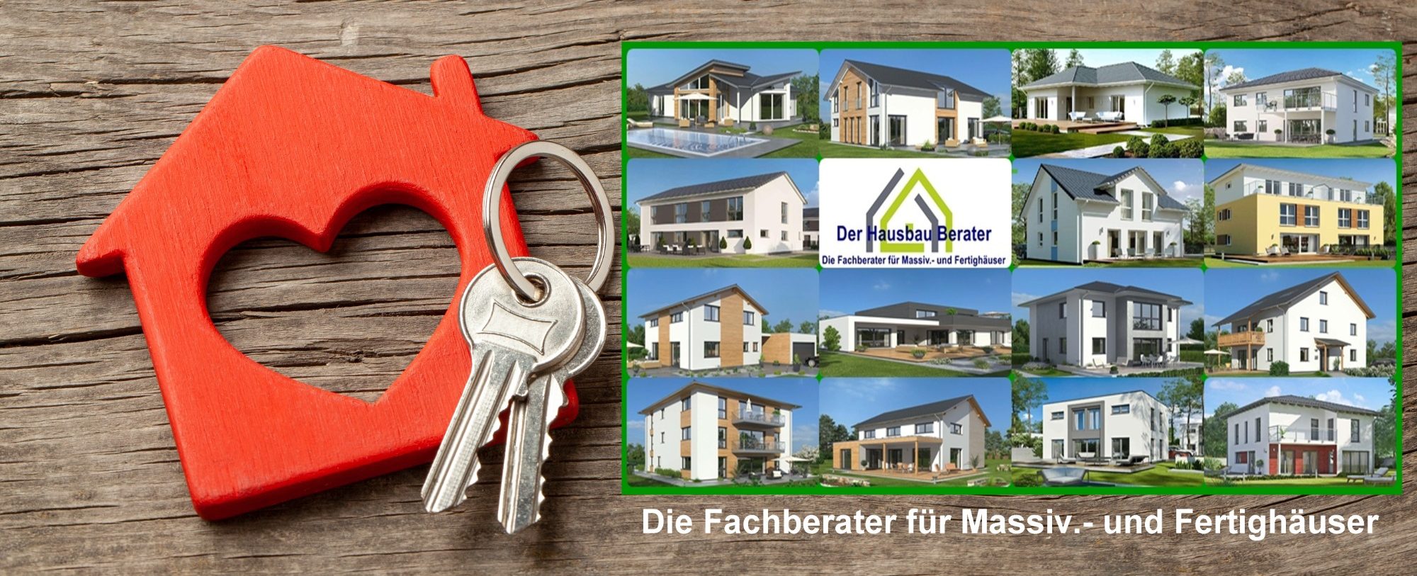 Roter Schlüsselanhänger in Herzform neben Immobilienanzeigen.