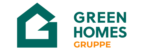 Logo von Green Homes Gruppe mit Haus-Symbol und Schriftzug.